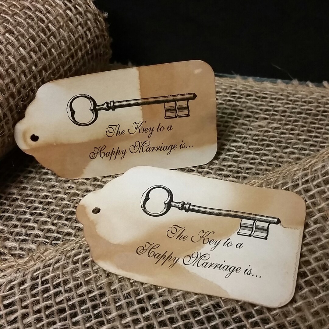 The Key to a Happy Marriage is LARGE TAGS Favor Tag Choose the Amount ...