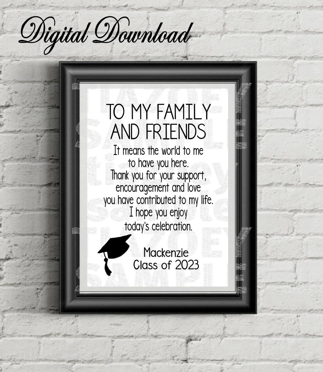PERSONALIZED to My Family and Friends Thank You Graduation Digital ...