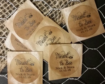 Meant to Bee SMALL 1" STICKER Personalized Wedding Engagement Shower Favor STICKER choose your amount