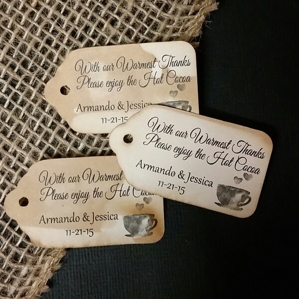 Hot Cocoa with our Warmest Thanks (my SMALL tag) 1 1/8" x  2" Favor Tag