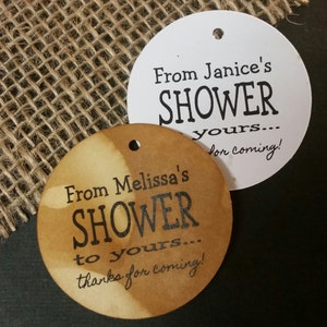 From My Shower to Yours Personalized Shower Favor (2&quot; ROUND) tag choose your amount