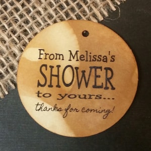 From My Shower to Yours Personalized Shower Favor ROUND tag choose your amount