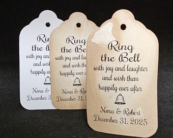 Ring the Bell With Joy Laughter Happily Ever After (my Medium, Large or Small tag) Personalized Wedding party event Favor Tag Choose Size