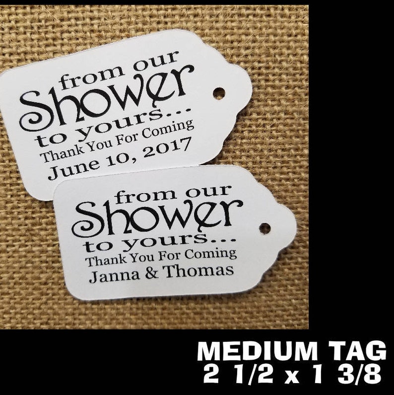 From Our Shower to Yours Favor Tag MEDIUM Tags Personalize - Etsy