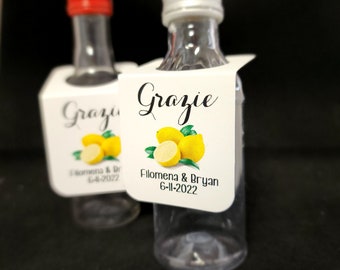 Grazie (RECTANGLE Tags) 1.5" x 3" With Hanging Hole, Personalize, bottle favor tag, tag only, make sure your bottle fits a 1" opening