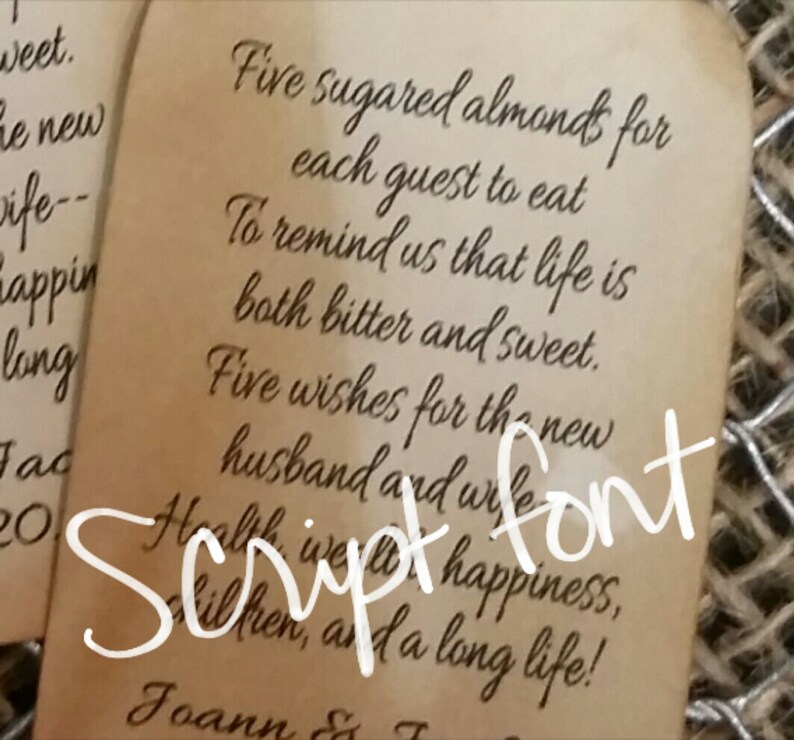 Five Sugared Almonds for Each Quest to Eat Script or Plain | Etsy