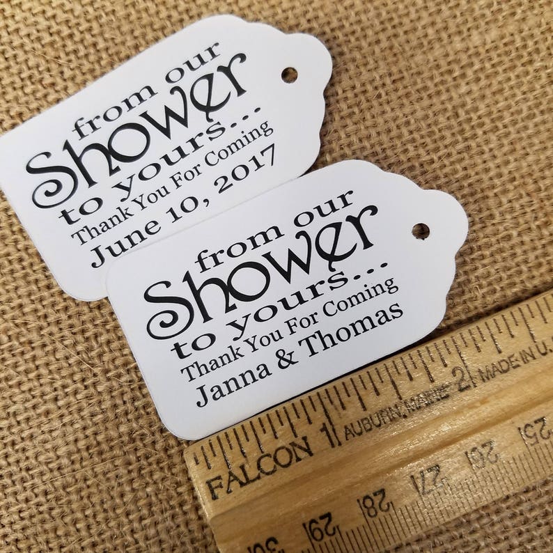 From Our Shower to Yours Favor Tag MEDIUM Tags Personalize - Etsy