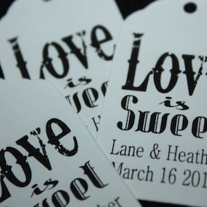 100 SMALL Personalized Favor Tag LOVE is SWEET