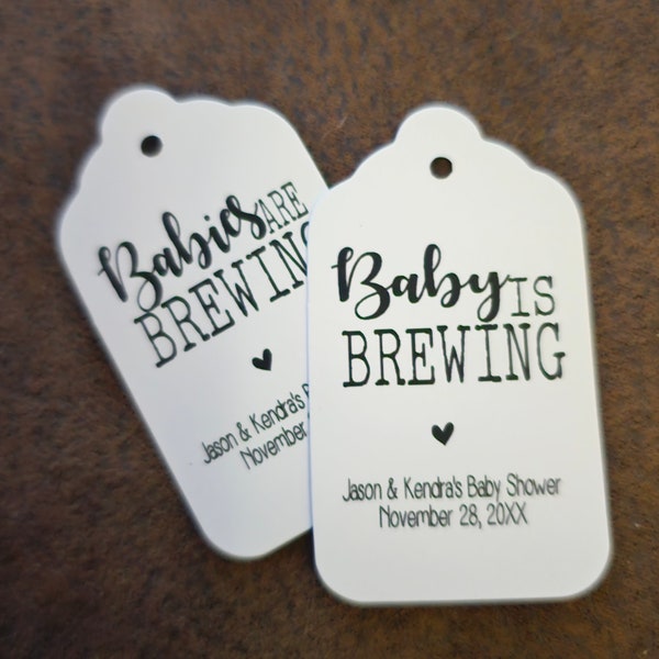 Baby is Brewing or Babies are Brewing (my MEDIUM, LARGE or SMALL tag) Personalized Shower Favor Tag Choose your amount