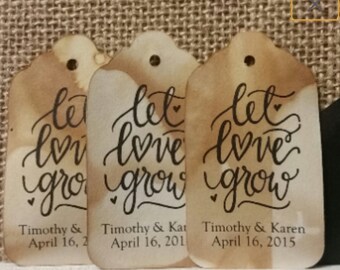 Let Love Grow (my LARGE tag) 3 1/4 x 1 3/4 Tags Personalized favor tag