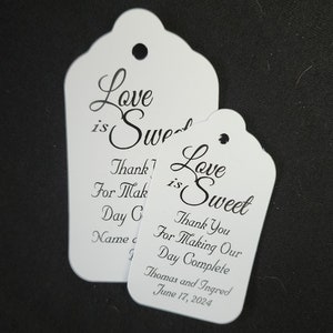 L'amour est doux Merci d'avoir rendu notre journée complète (mon étiquette moyenne, grande ou petite) Cadeau de mariage personnalisé
