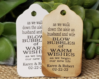 As we walk down the aisle as husband and wife Blow Bubbles of Warm Wishes (my EXTRA SMALL tag) x-small 7/8" x 1 5/8" Wedding Bubble Favor