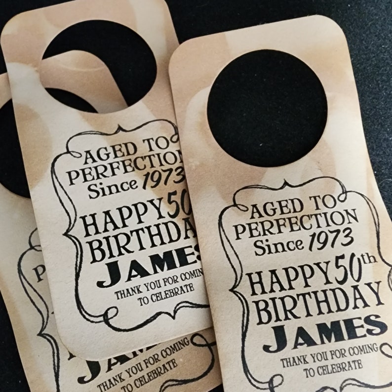 Aged To Perfection RECTANGLE Tags 1.5 x 3 Hanging Hole, Happy Birthday, Anniversary bottle tag, tag only image 2