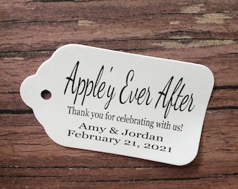 Appley Ever After (my MEDIUM souvenir tag) 1 3/8" x 2 1/2" Favor Tag Choose your quantity Happily ever after