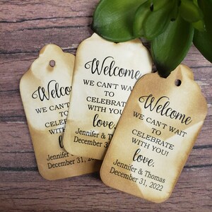 Welcome We Can't Wait to Celebrate With You (my LARGE Tag) 3 1/4 X 1 3/