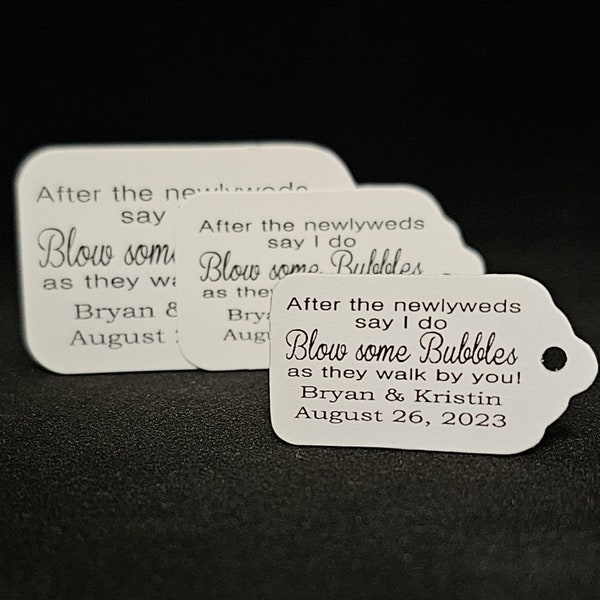 After the newlyweds say I do Blow some Bubbles as they walk by you (my SMALL MEDIUM LARGE tag) Wedding Bubble Favor