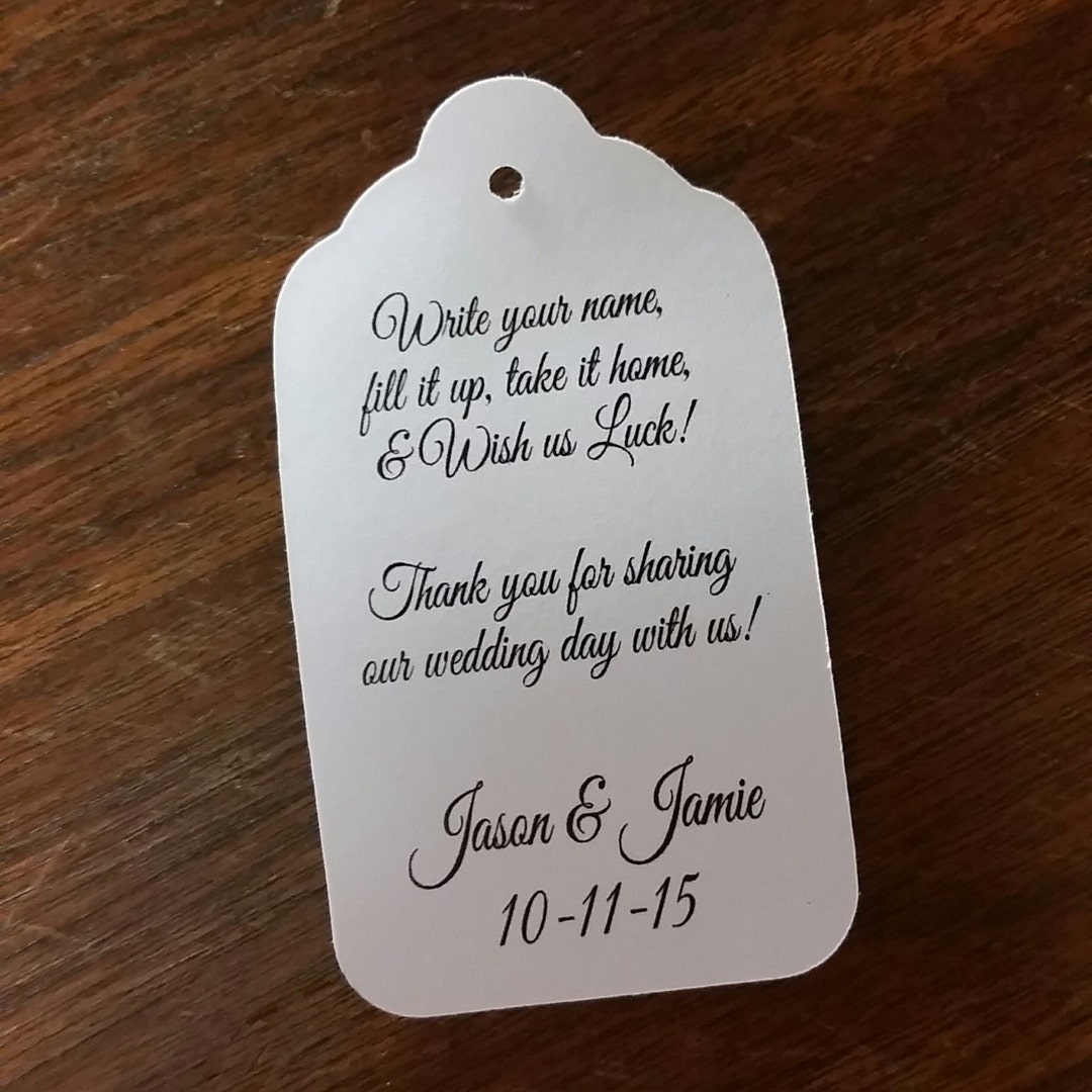 Write Your Name Fill It up Favor Tags 100 Personalized Wedding Drink ...
