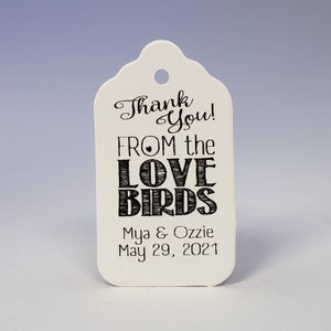 Thank You From the Love Birds (my SMALL tag) 1 1/8" x 2" Favor Tag only, birdseed favor tag