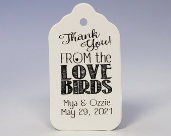 Thank You From the Love Birds (my SMALL tag) 1 1/8" x 2" Favor Tag only, birdseed favor tag