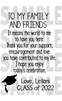 To My Family and Friends Thank You Graduation 8x10 - 5x7 - 4x6 ...
