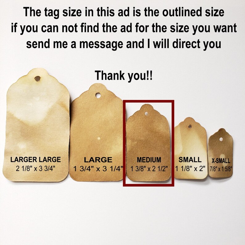 CardStock Tags Card Stock Tags (my MEDIUM tag) 1 3/8 x 2 1/2 Choose Your Quantity Tea Stained White Card Stock Grey Cream Ivory bild 3