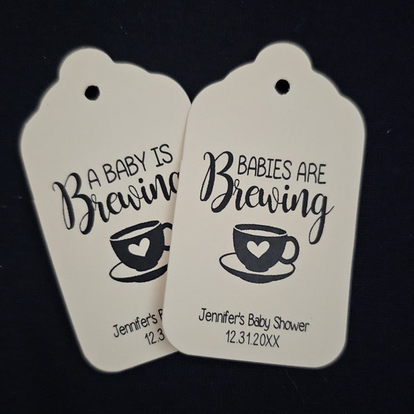 Baby is Brewing or Babies are Brewing (my MEDIUM, LARGE or SMALL tag) Personalized Shower Favor Tag Choose your amount