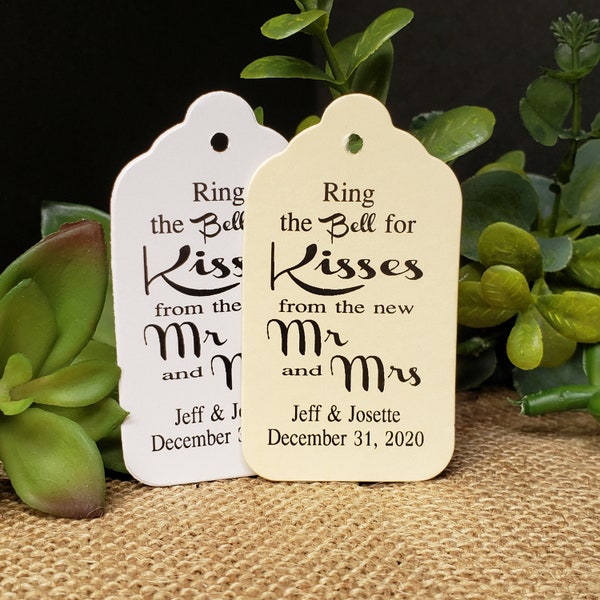 Ring the Bell for Kisses from the new MR and MRS Personalized Wedding Favor (my MEDIUM tag) 1 3/8" x 2 1/2" choose your amount