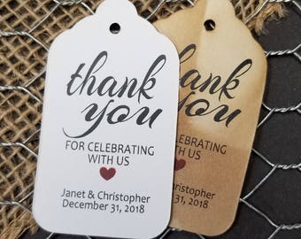 Thank you for celebrating with us MEDIUM Personalized Wedding Favor Tag  choose your amount