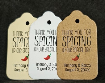 Thank you for Spicing up our Special Day (my Medium, Large or Small tag) Personalized keepsake souvenir Favor Tags Thank you Favor