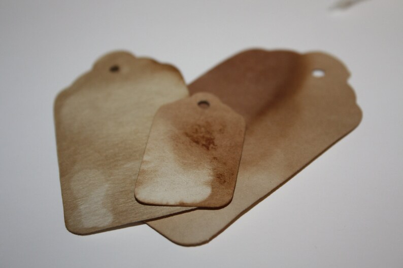 CardStock Tags Card Stock Tags (my MEDIUM tag) 1 3/8 x 2 1/2 Choose Your Quantity Tea Stained White Card Stock Grey Cream Ivory bild 7