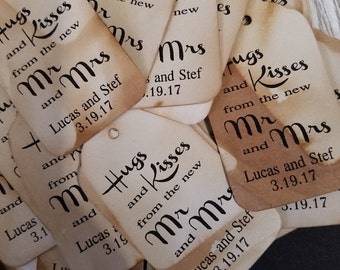 Hugs and Kisses MEDIUM Personalized Wedding Favor Tag CHOOSE your amount