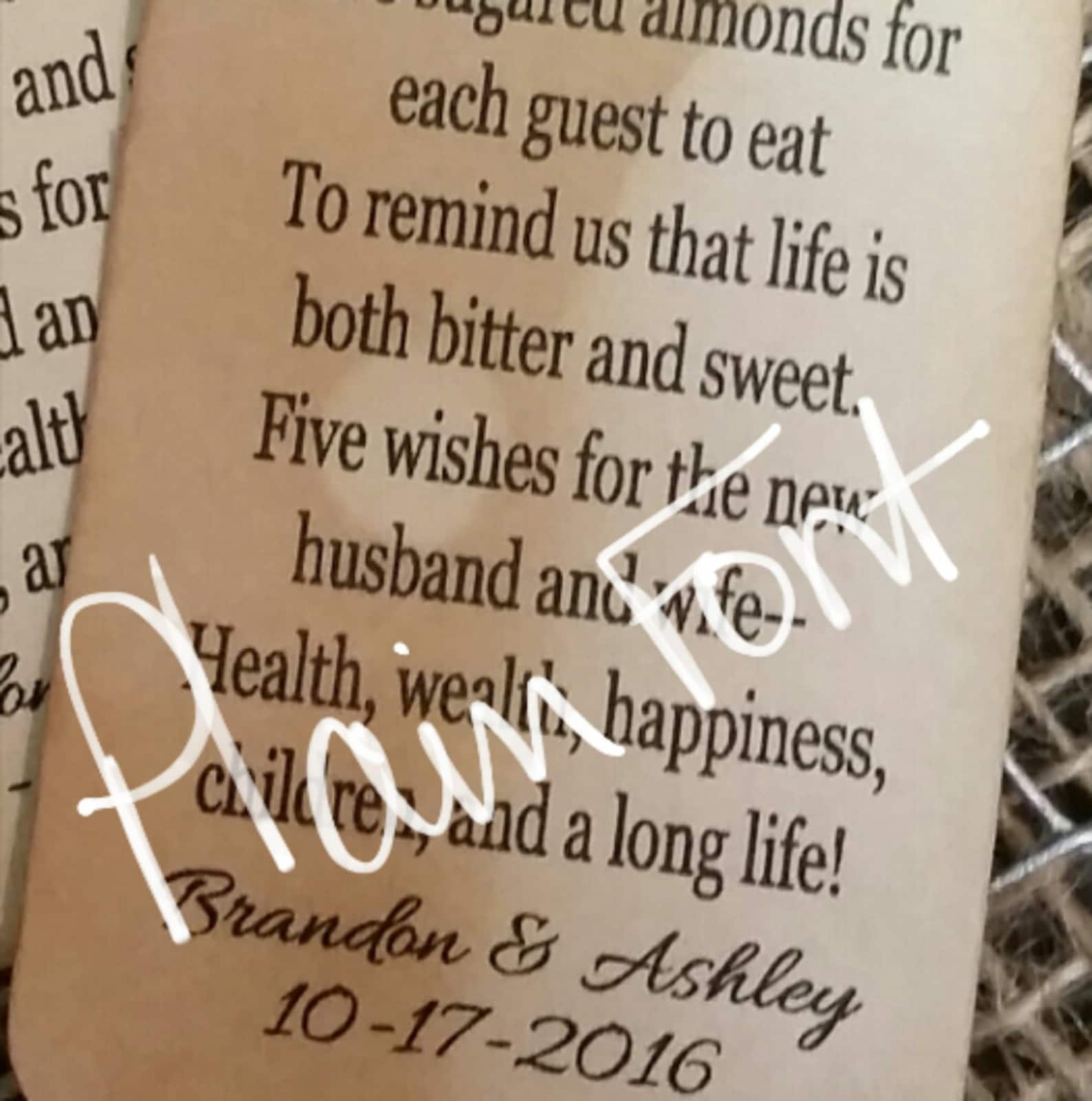 Five Sugared Almonds for Each Quest to Eat Script or Plain | Etsy