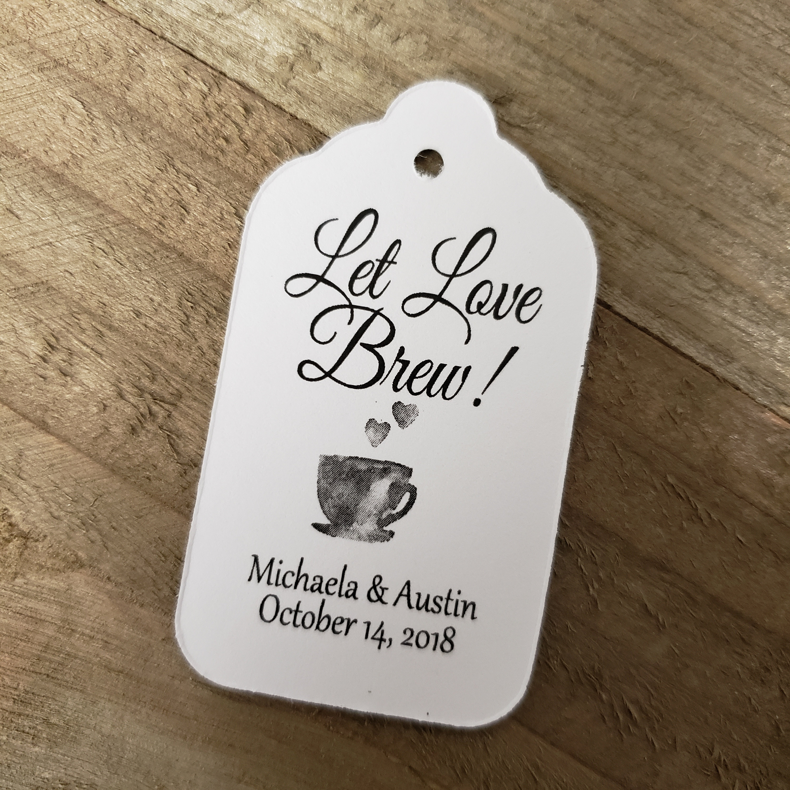 Let Love Brew MEDIUM Personalized Wedding Favor Tag  choose your amount
