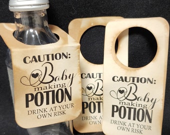 Caution Baby Making Potion Drink at Your Own Risk (RECTANGLE Tags) 1.5" x 3" With 1" Hanging Hole, NON-Personalize, tag only