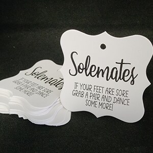 Solemates (my SQUARE tag) 2&quot; x 2&quot;  NON-Personalized Wedding Shower Tag Favor Tag slipper tag, flip flop tag, fuzzy sock tag
