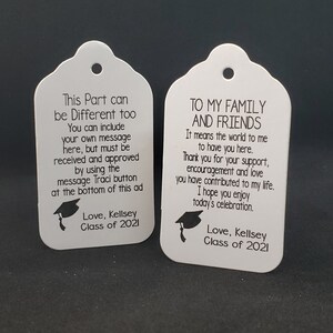 Graduation Favor Tag With Your Wording  (my MEDIUM, LARGE or SMALL tag) Personalized Graduation Favor Tag To My Family and Friends