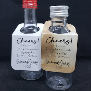 Cheers to Love Laughter and Happily Ever After (RECTANGLE Tags) 1.5" x 3" With Hanging Hole, Personalize, bottle favor tag, tag only