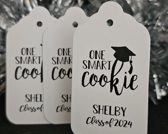 One Smart Cookie (my MEDIUM tag) 1 3/8" x 2 1/2" Personalized Graduation class of Favor Tag CHOOSE your amount