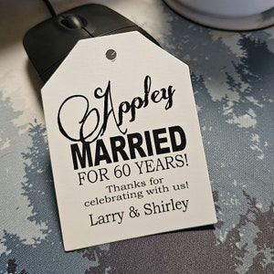 Appley Married Thanks for celebrating with us Favor Tags Personalize with names and Years of celebration Choose your Quantity NEW TAG SHAPE