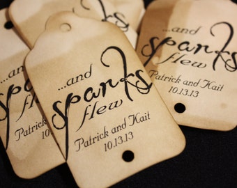 Sparks Flew (my LARGE tag) 1 3/4" x 3 1/4" Personalized Sparkler Farewell Tags Choose your quantity Sparkler tags sparkling drink tag