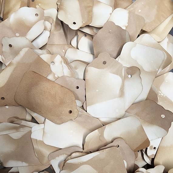 CardStock Tags Card Stock Tags  (my MEDIUM tag) 1 3/8 x 2 1/2 Choose Your Quantity Tea Stained White Card Stock  Grey Cream Ivory