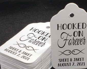 Hooked on Forever (my SMALL tag) 1 1/8" x 2" Fishing theme fish in the sea