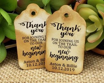 Thank you for joining us on the trail to our new Beginning Choose your quantity (my SMALL tag) 1 1/8" x 2" Favor Tag