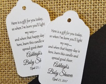 Here is a Gift for you Today so when I'm born you'll Light my Way Light the Way favor tag MEDIUM Tags Personalize with names and date