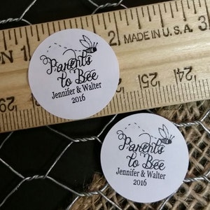 Parents to Bee SMALL 1" STICKER Personalized Baby Shower Favor STICKER choose your amount