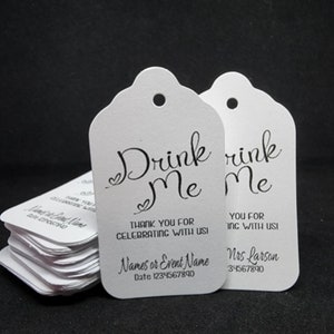 Drink Me Thank You for Celebrating With Us my Medium, Large or Small tag Personalized shot glass, bottle, drink tag, tag only image 1