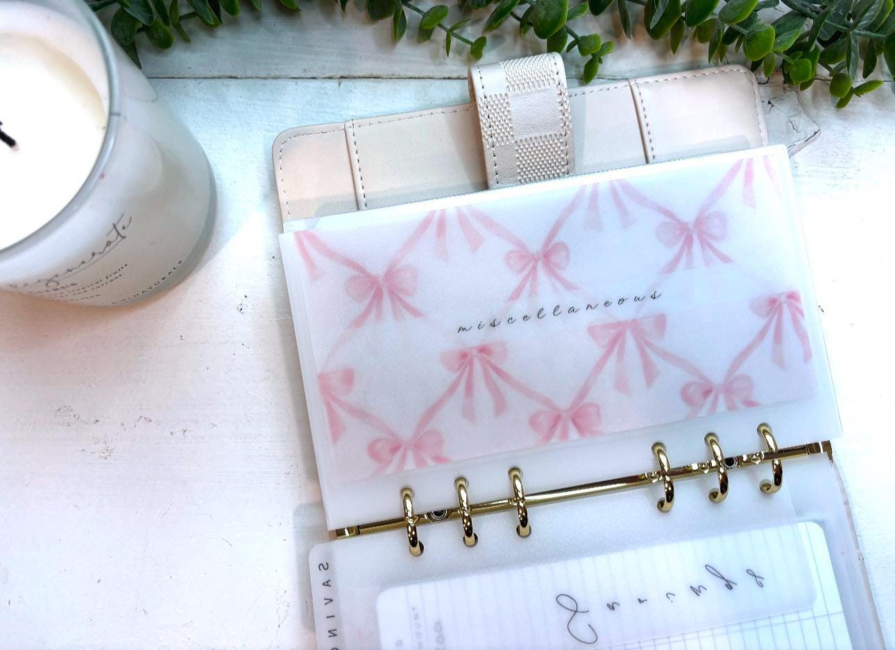 Pink Bow Matte Cash Envelope