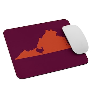 Blacksburg Hokie Virginia Tech Mouse Pad, Virginia Tech Hokies, College Mouse Pad, Virginia Silhouette Mouse Pad, Office Gift