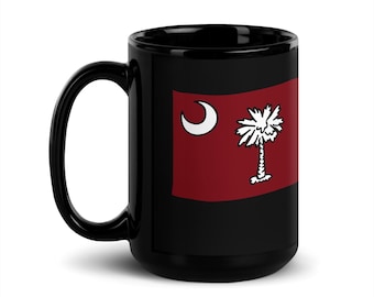South Carolina Garnet Black Mug, South Carolina Flag Mug, Columbia SC,  South Carolina Mug