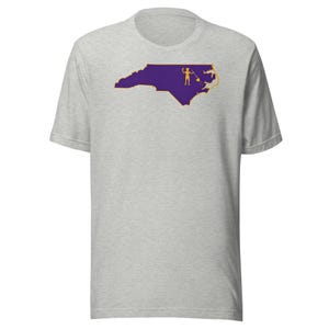 North Carolina Pirate Flag Shirt, Purple and Gold NC Outline Tee, Blackbeard Inspired OBX ECU Game Day Gift